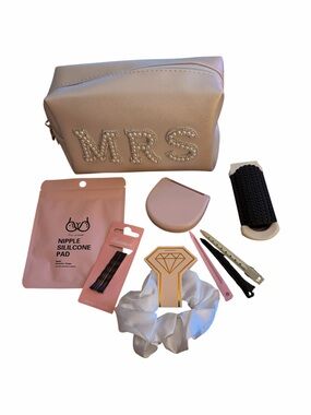 NEW “MRS” Embellished Cosmetic Bag With Accessories